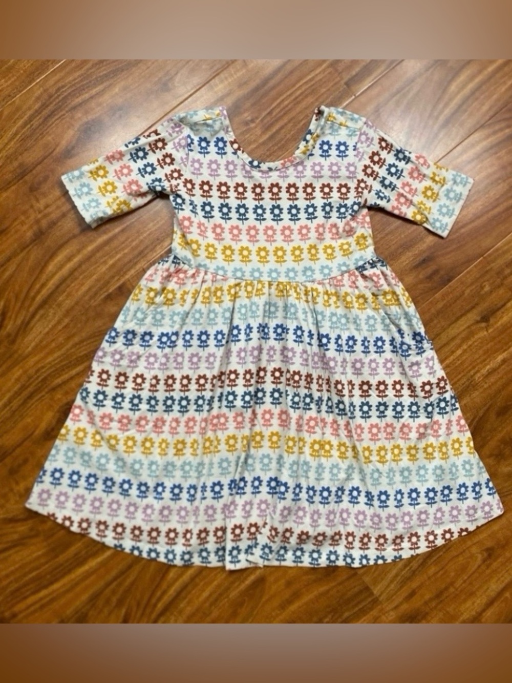 Hanna Andersson Girls Multicolor Floral Pocket Skater Dress Size 5 Cottagecore